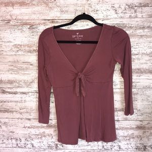 3/4 sleeve, tie shirt